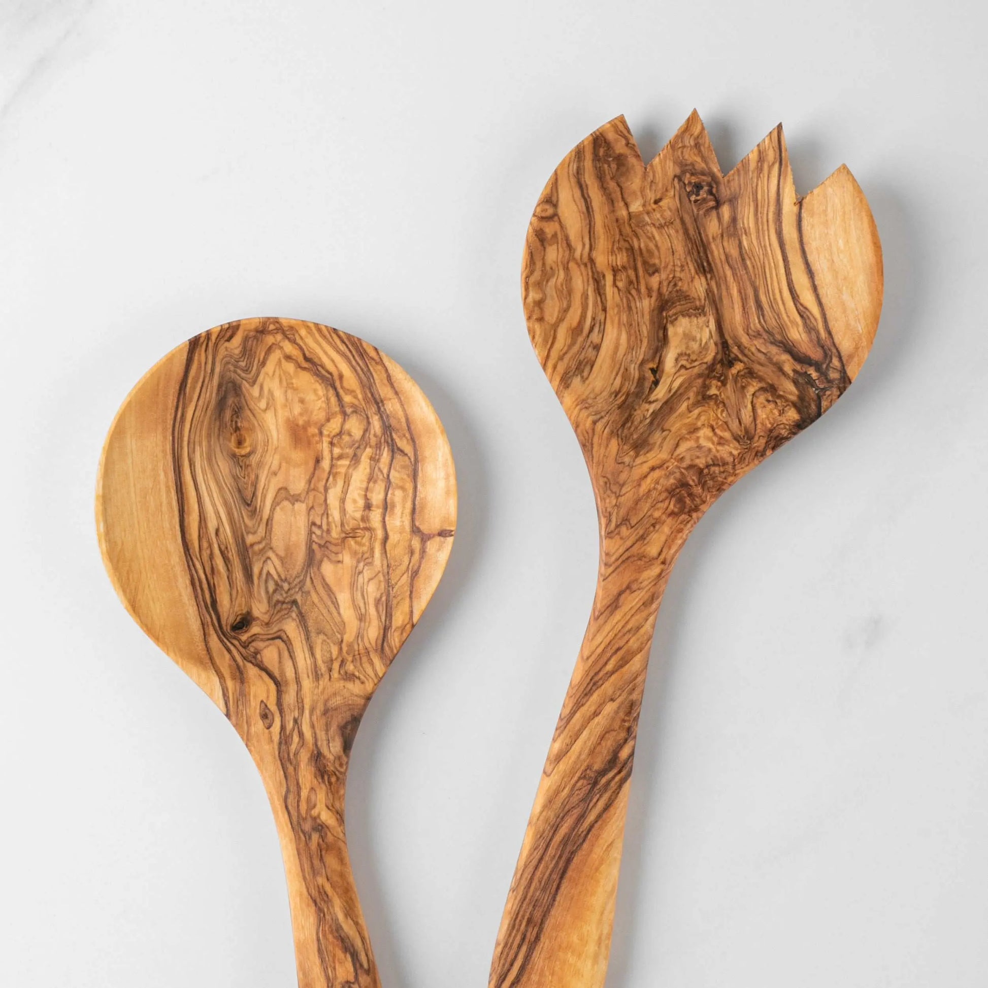 Handmade Olive Wood Salad Serving Set – 2-Piece Fork and Spoon.