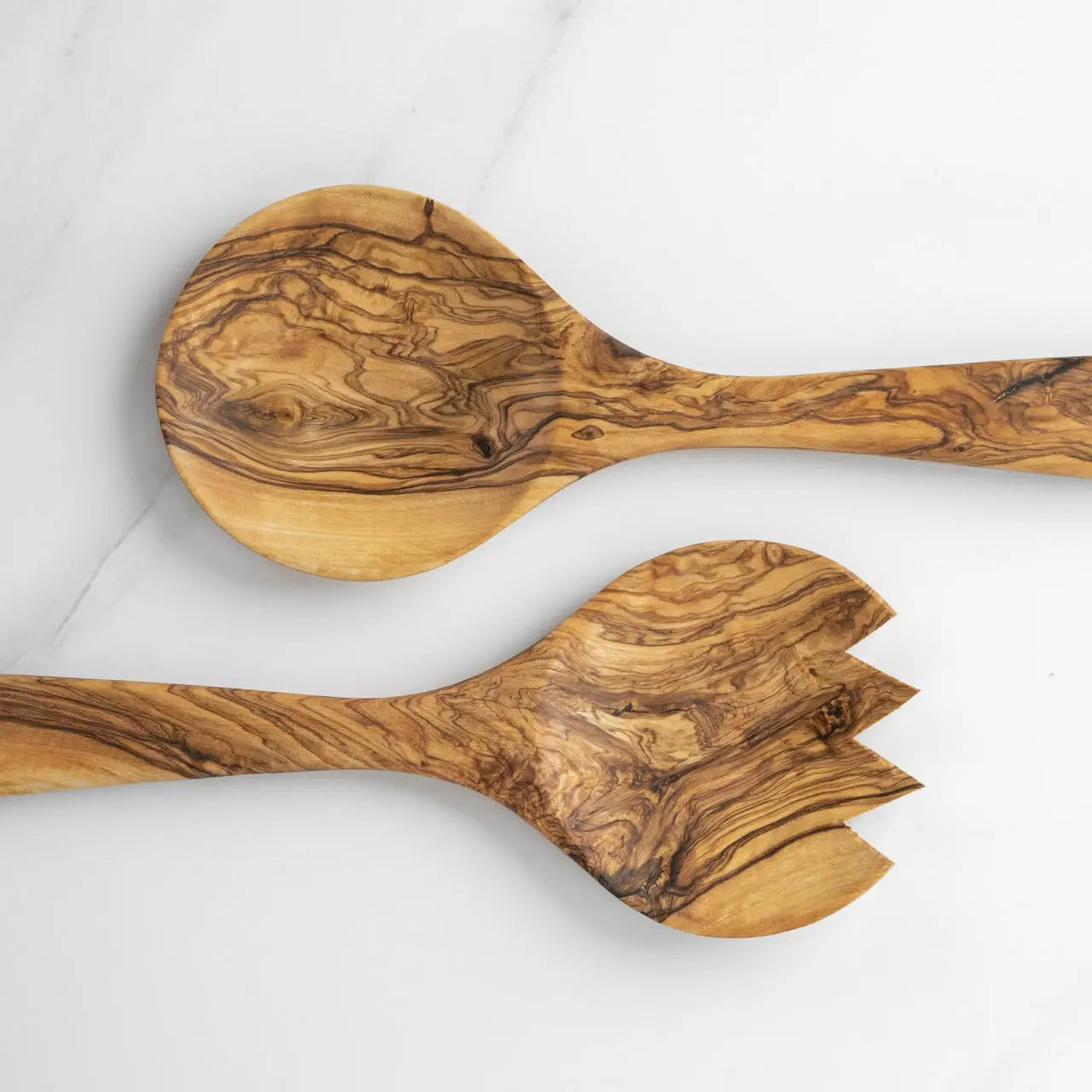 Handmade Olive Wood Salad Serving Set – 2-Piece Fork and Spoon.