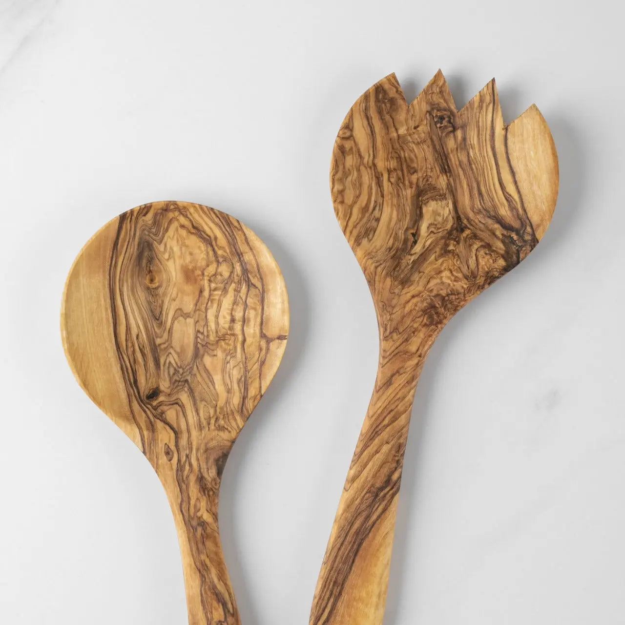 Handmade Olive Wood Salad Serving Set – 2-Piece Fork and Spoon.